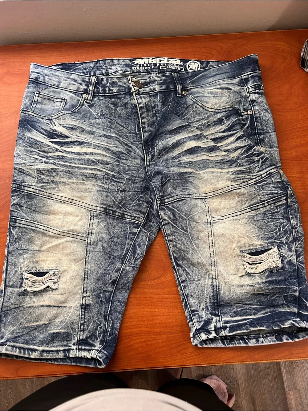 mecca Men's Acid-Wash Blue Denim Shorts